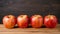 Group of Gala Apple on wooden board background, Fruits concept. AI Generative