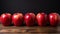 Group of Gala Apple on wooden board background, Fruits concept. Generative AI