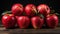 Group of Gala Apple on wooden board background, Fruits concept. Generative AI