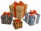 Group gifts with tree leaves decorative pattern for Christmas Celebration