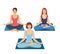 A group of girls doing yoga in the studio. women in lotus position. Meditating girl illustration. Yoga woman, meditation, anti-str