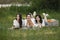 Group of girls reads books in a park