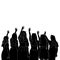 A group of girls waving their hands in the air, friends time, the silhouette of people for friendship day. hand-drawn character