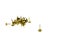 Group of gold metal thumb tack on isolated white background