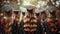 Group of Graduates in Caps and Gowns Celebrating Success