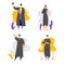 Group of Graduating Students with Diploma. Man and Woman Characters Graduation Education Concept. University Student