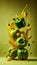 Group of Green Bell Peppers Vegetable Creatively Falling-Dripping Flying or Splashing on Green Background AI Generative