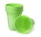 Group of green disposable biodegradable plastic cups