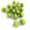 Group of green dumbbells