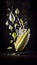 Group of Green Endive Lettuce Vegetable Creatively Falling-Dripping Flying or Splashing on Black Background AI Generative