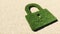 Group of green forest tree on dry ground background, padlock icon