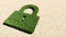 Group of green forest tree on dry ground background, padlock icon