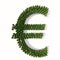 Group of green forest tree isolated on white background, euro sign. 3d illustration metaphor  for nature