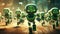 A group of green robots. Ecology