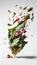 Group of Green Swiss Chard Leafy Vegetable Creatively Falling-Dripping Flying or Splashing on White Background Generative AI