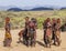 Group of Hamar women dance during bull jumping ceremony. Turmi, Omo Valley, Ethiopia.