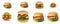 A group of hamburgers on a white background