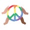 Group of hands holding a lgbt pride peace symbol Vector