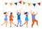 Group of happy business people at a party Positive men and women dancing and having fun. vector illustration in flat style