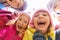 Group of happy children faces in circle