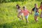 Group of happy children playing