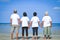 A group of happy elderly traveling to the sea