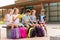 Group of happy elementary school students outdoors