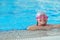 Group of happy kids children at swimming pool