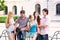 Group of happy smiling Teenage Students Outside College