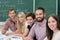 Group of happy successful university students