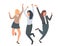 Group of happy women jumping for joy vector illustration. Business women celebrating victory.