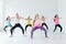 Group of happy young women having a fitness dance class