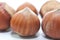 Group of hazelnuts close up macro shot
