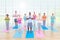 Group Healthy People Fitness Exercising Relaxation Concept