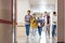 group of high school classmates walking