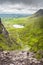 Group of hikers climbing Devils Ladder to reach Carrauntoohil mountain