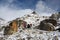 Group of hikers climbing mountain range,Everest Base camp