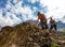 Group of Hikers Going Down from Top of Mount