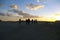 Group of hikers in the white Libyan desert in Egypt.