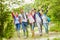 Group of hiking friends having fun