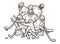 Group of Ice Hockey players action cartoon sport graphic