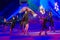 Group of ice skaters on the ice rink during the premiere of Christmas on Ice show, in Madrid Spain