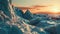 Group of Icebergs Floating on Arctic Ocean