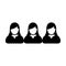 Group icon vector female persons symbol avatar for business management team in flat color glyph pictogram