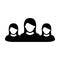Group icon vector female persons symbol avatar for business management team in flat color glyph pictogram