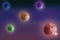 A group of imaginary planets in space
