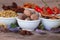 Group of indian spices and herbs difference ware on Wooden teblet,Different spices in spoons on table,Indian bay leaf, Garam