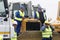 Group of industrial workers having a rest