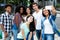 Group of international young adult people taking selfie