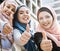 Group of islamic women gesturing thumps up